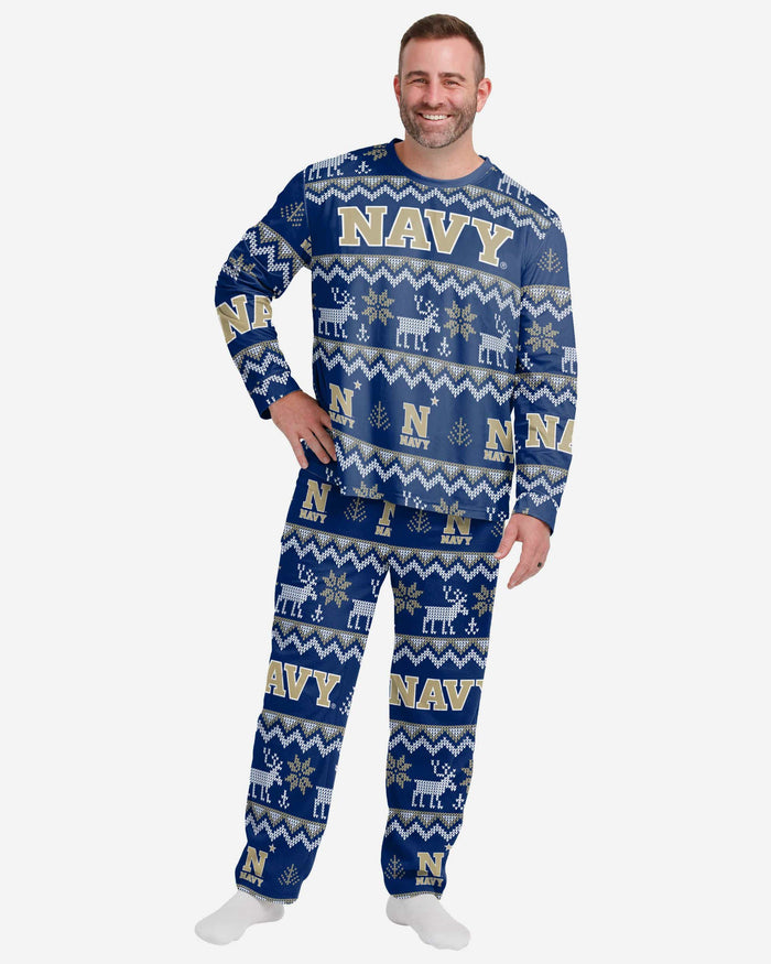 Navy Midshipmen Mens Ugly Pattern Family Holiday Pajamas FOCO S - FOCO.com