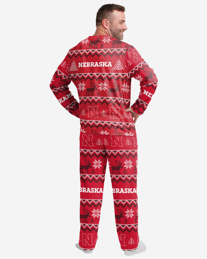 Nebraska Cornhuskers Mens Ugly Pattern Family Holiday Pajamas FOCO - FOCO.com