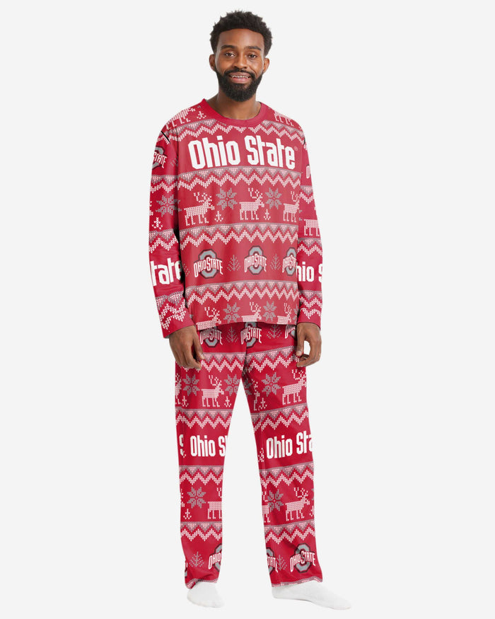 Ohio State Buckeyes Mens Ugly Pattern Family Holiday Pajamas FOCO S - FOCO.com