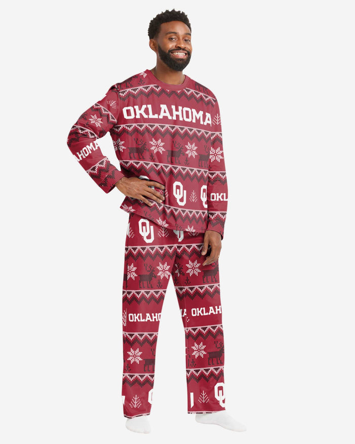 Oklahoma Sooners Mens Ugly Pattern Family Holiday Pajamas FOCO S - FOCO.com