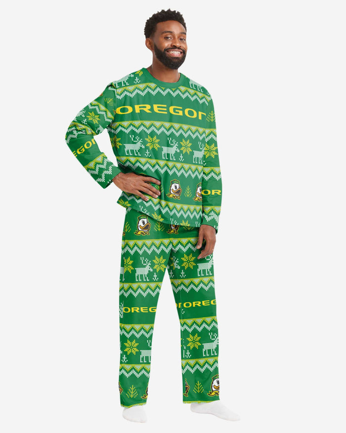 Oregon Ducks Mens Ugly Pattern Family Holiday Pajamas FOCO S - FOCO.com