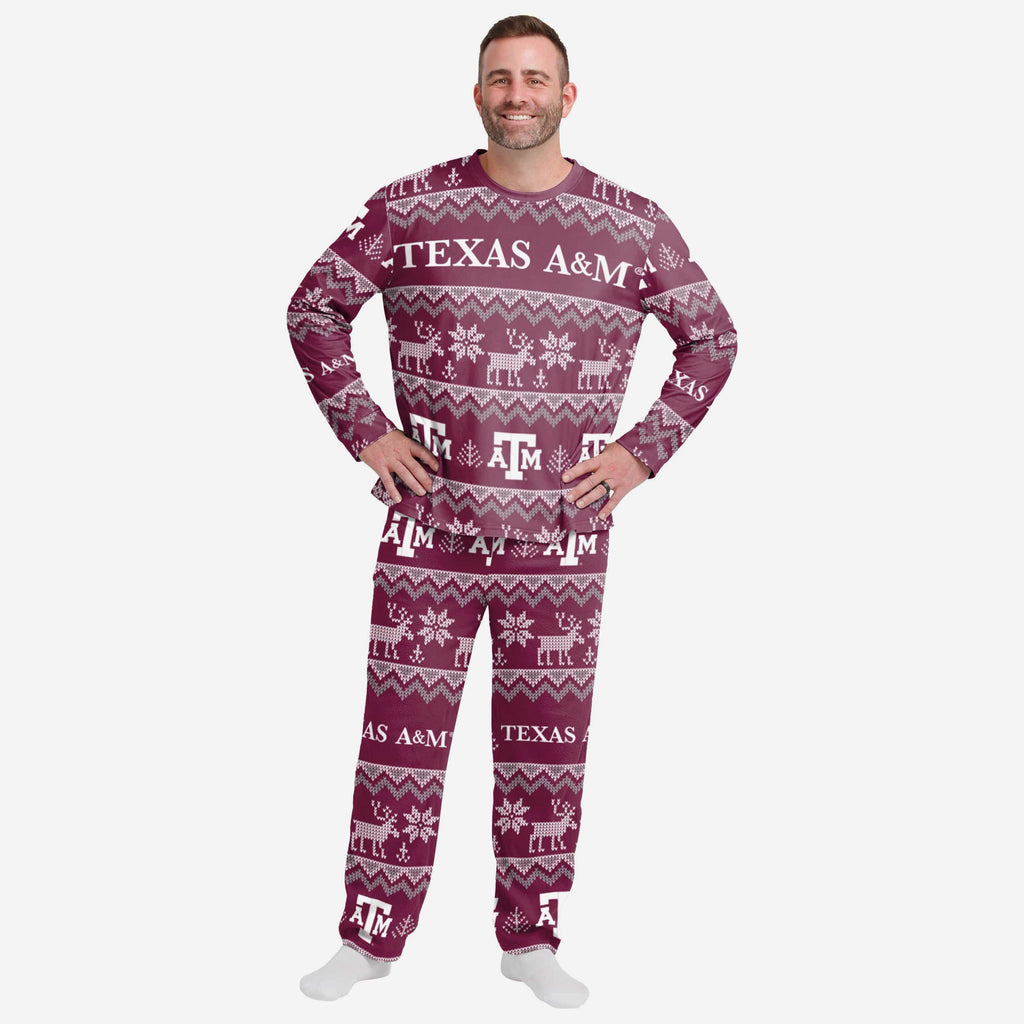 Texas A&M Aggies Mens Ugly Pattern Family Holiday Pajamas FOCO S - FOCO.com