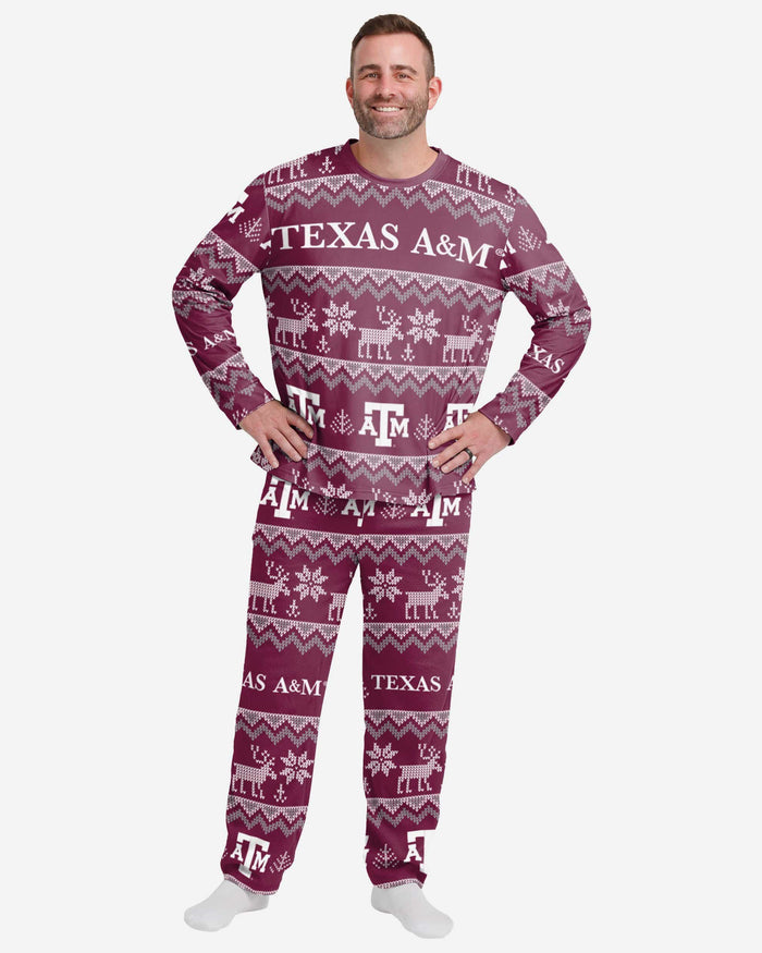 Texas A&M Aggies Mens Ugly Pattern Family Holiday Pajamas FOCO S - FOCO.com