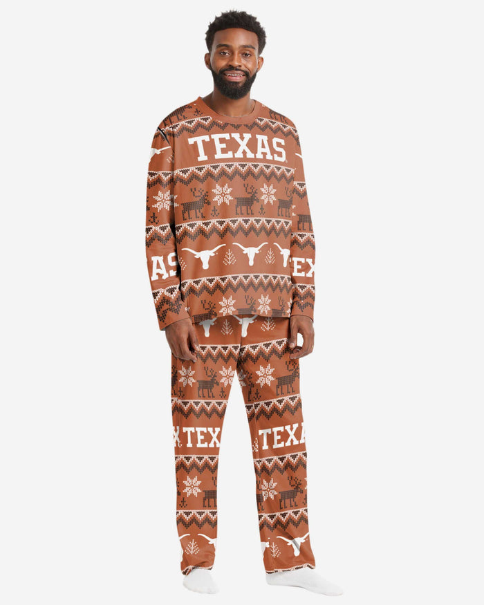 Texas Longhorns Mens Ugly Pattern Family Holiday Pajamas FOCO S - FOCO.com