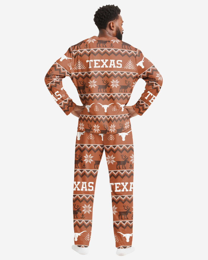 Texas Longhorns Mens Ugly Pattern Family Holiday Pajamas FOCO - FOCO.com