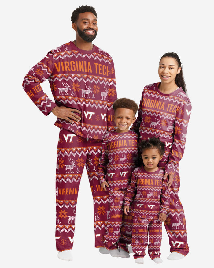 Virginia Tech Hokies Mens Ugly Pattern Family Holiday Pajamas FOCO - FOCO.com