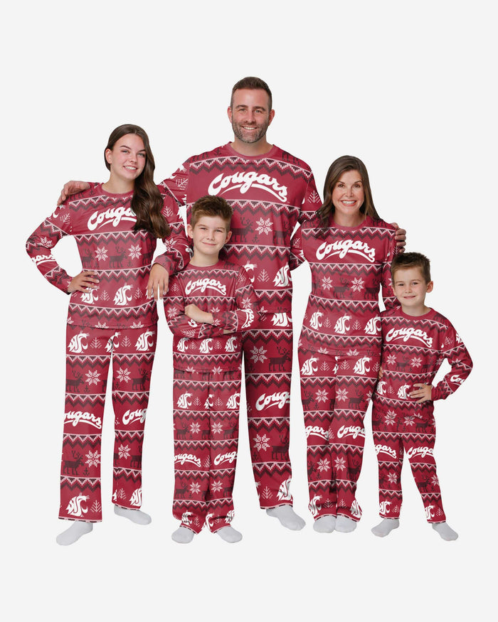 Washington State Cougars Mens Ugly Pattern Family Holiday Pajamas FOCO - FOCO.com