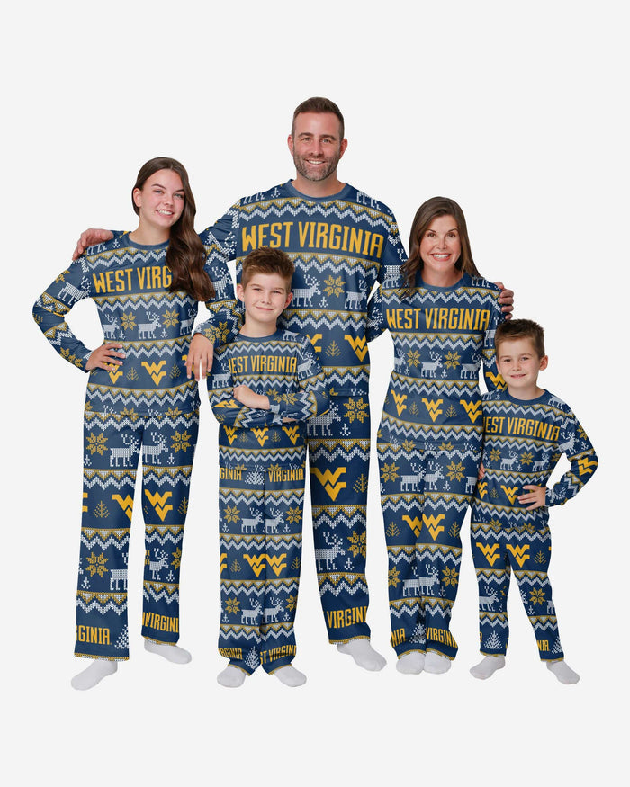 West Virginia Mountaineers Mens Ugly Pattern Family Holiday Pajamas FOCO - FOCO.com