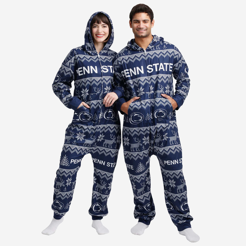 Penn State Nittany Lions Ugly Pattern One Piece Pajamas FOCO - FOCO.com