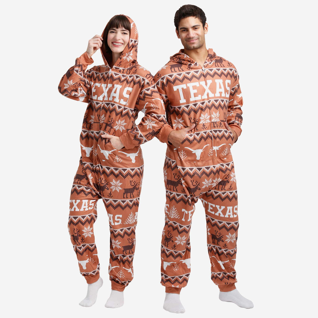 Texas Longhorns Ugly Pattern One Piece Pajamas FOCO - FOCO.com