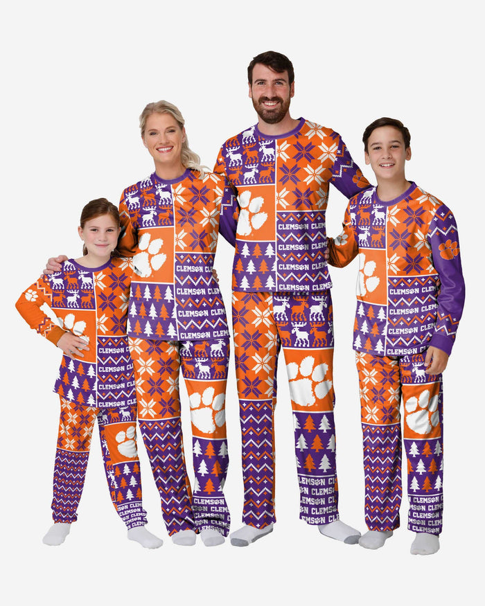 Clemson Tigers Youth Busy Block Family Holiday Pajamas FOCO - FOCO.com
