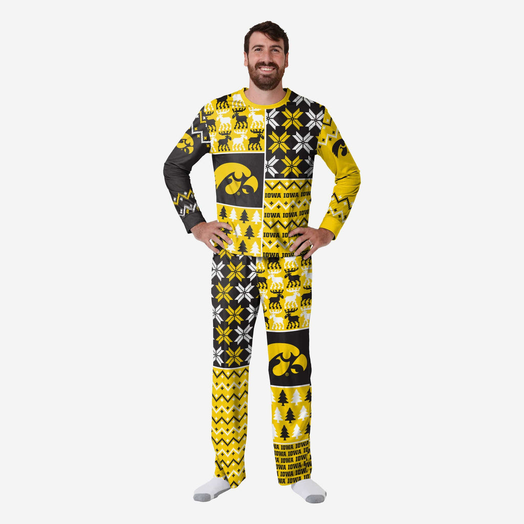 Iowa Hawkeyes Mens Busy Block Family Holiday Pajamas FOCO S - FOCO.com