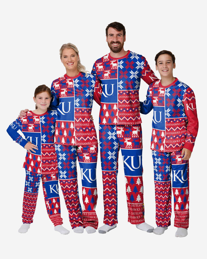 Kansas Jayhawks Mens Busy Block Family Holiday Pajamas FOCO - FOCO.com