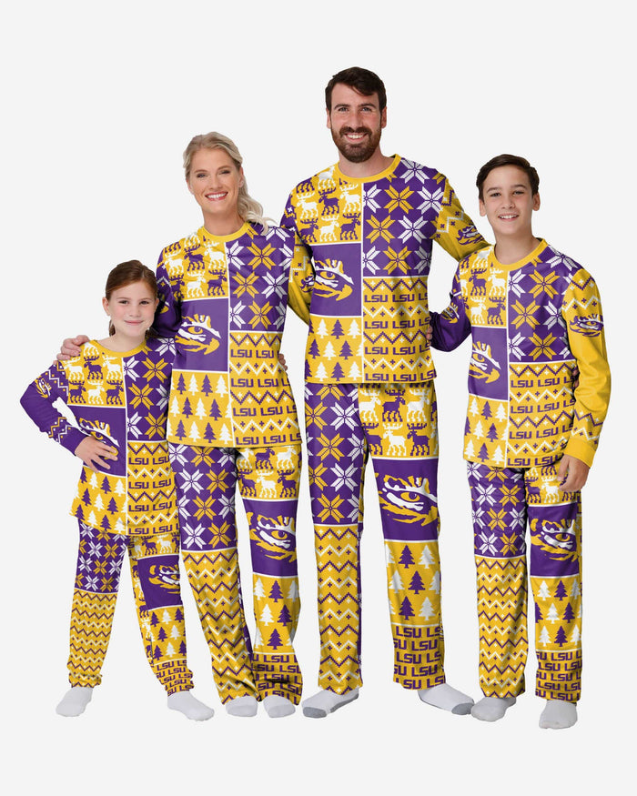 LSU Tigers Womens Busy Block Family Holiday Pajamas FOCO - FOCO.com