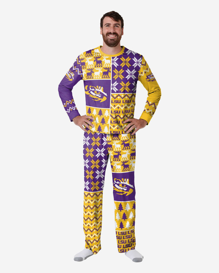 LSU Tigers Mens Busy Block Family Holiday Pajamas FOCO S - FOCO.com