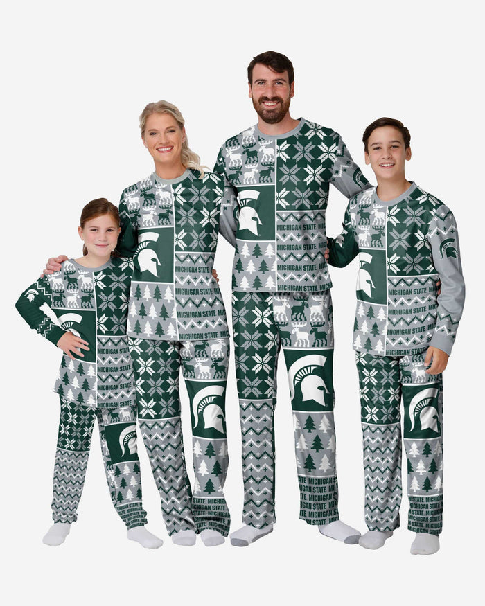 Michigan State Spartans Womens Busy Block Family Holiday Pajamas FOCO - FOCO.com