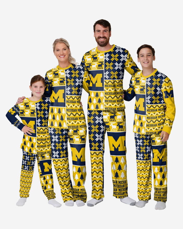 Michigan Wolverines Youth Busy Block Family Holiday Pajamas FOCO - FOCO.com