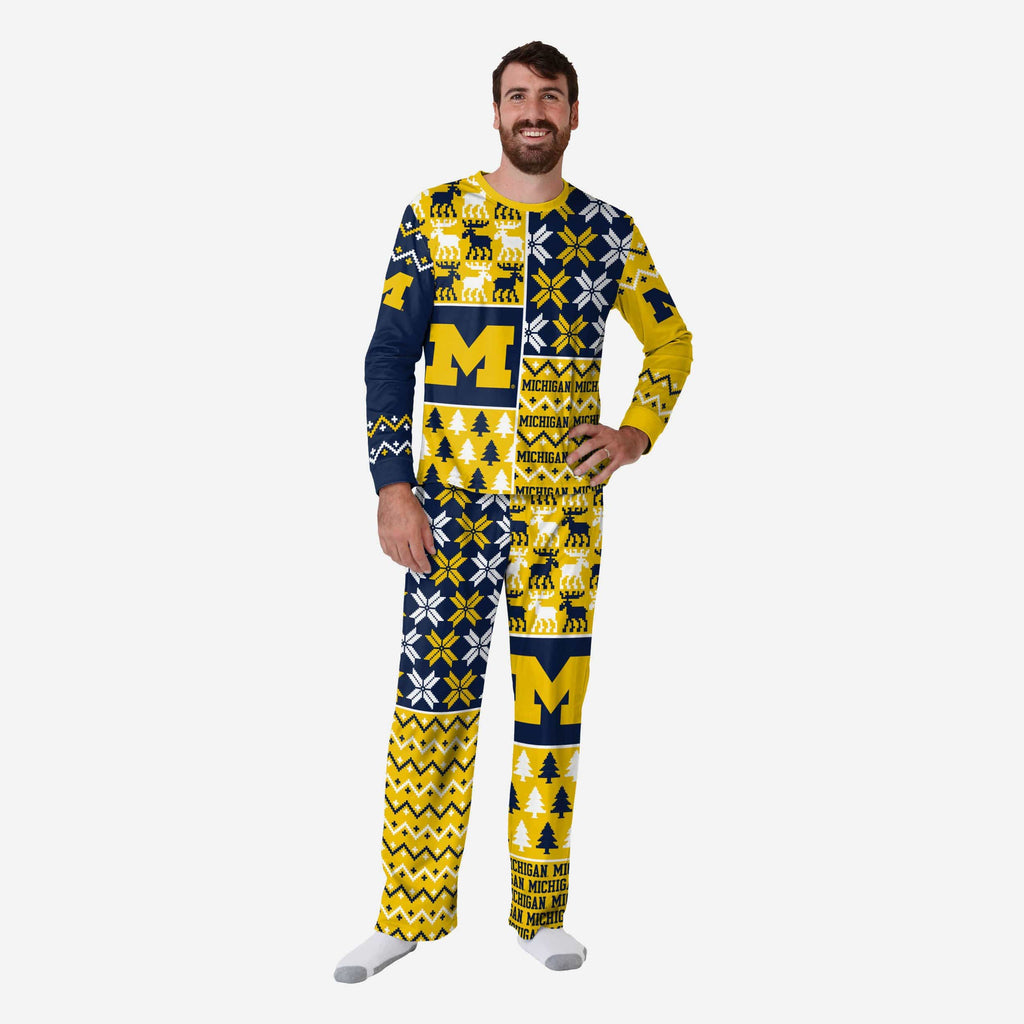 Michigan Wolverines Mens Busy Block Family Holiday Pajamas FOCO S - FOCO.com