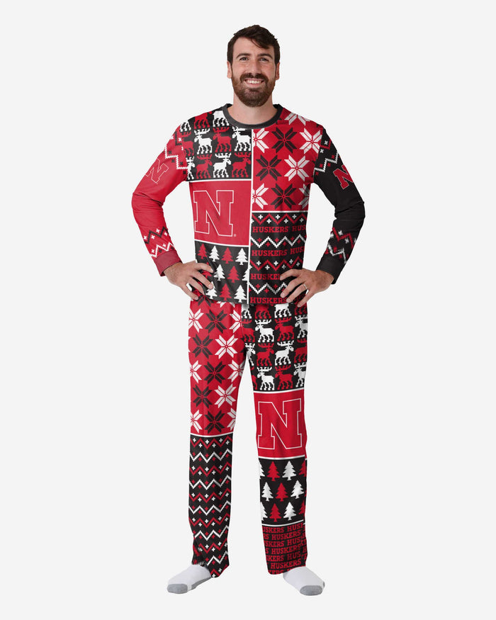 Nebraska Cornhuskers Mens Busy Block Family Holiday Pajamas FOCO S - FOCO.com