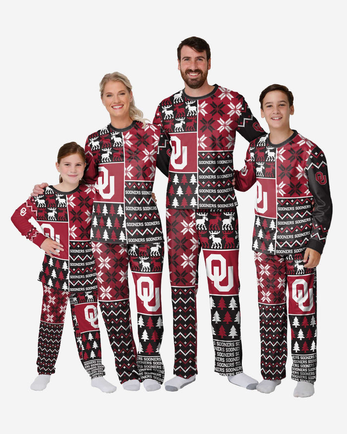 Oklahoma Sooners Youth Busy Block Family Holiday Pajamas FOCO - FOCO.com