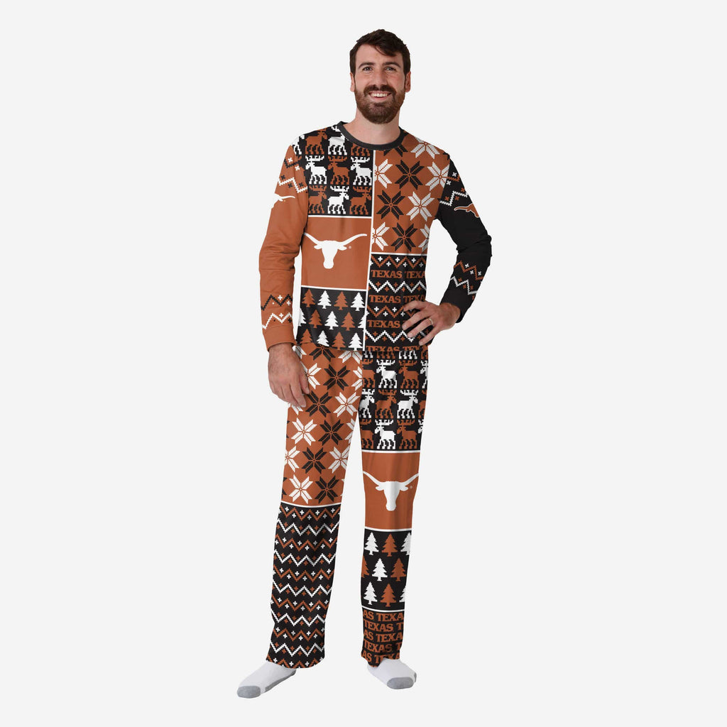 Texas Longhorns Mens Busy Block Family Holiday Pajamas FOCO S - FOCO.com