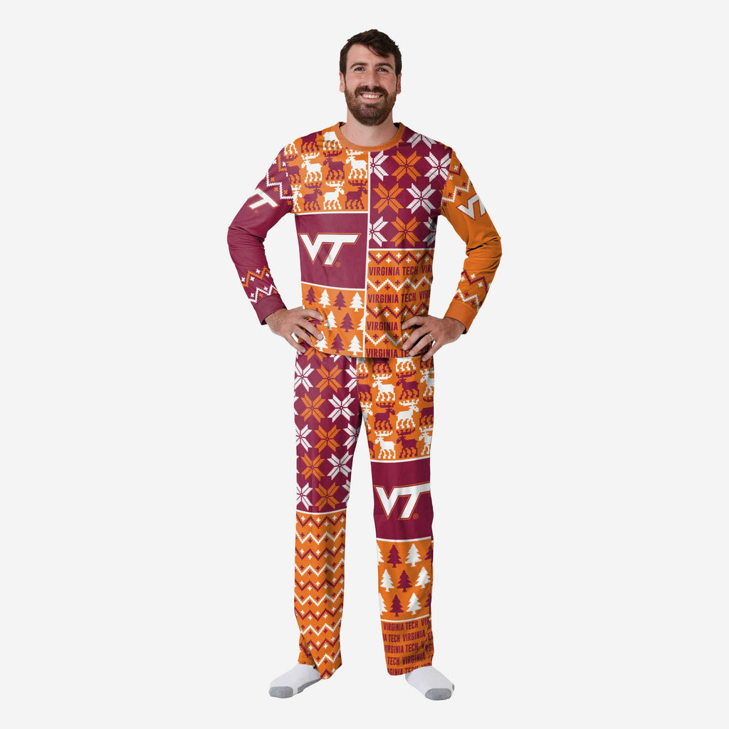 Virginia Tech Hokies Mens Busy Block Family Holiday Pajamas FOCO S - FOCO.com