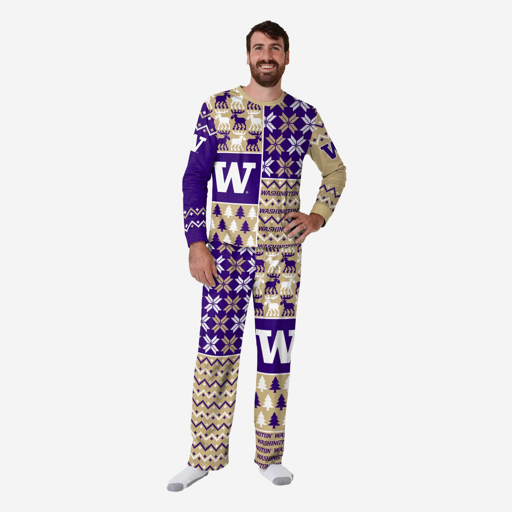 Washington Huskies Mens Busy Block Family Holiday Pajamas FOCO S - FOCO.com