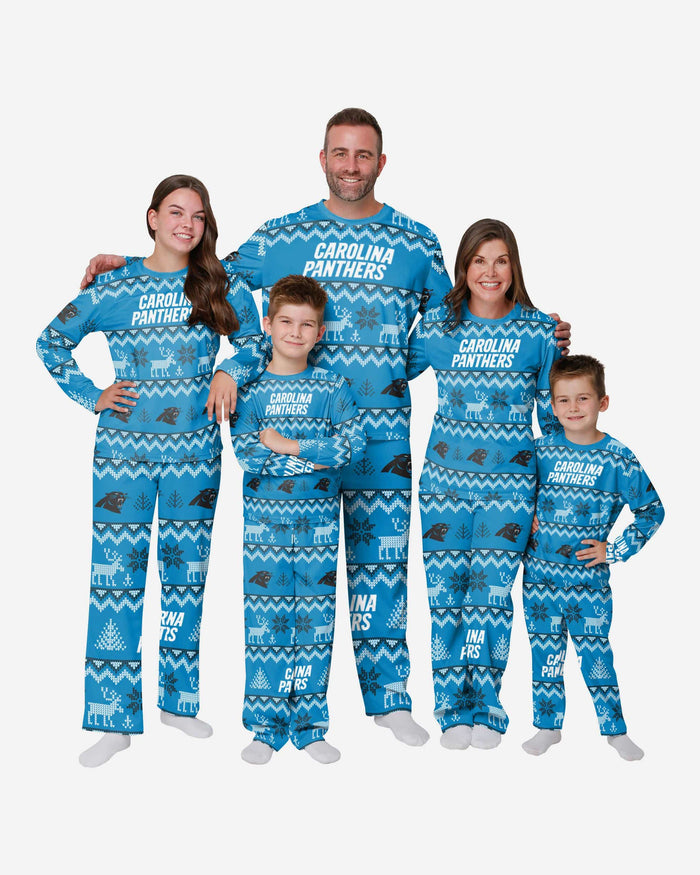 Carolina Panthers Mens Ugly Pattern Family Holiday Pajamas FOCO - FOCO.com