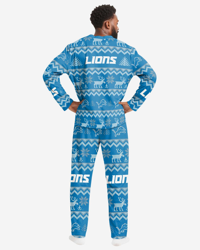 Detroit Lions Mens Ugly Pattern Family Holiday Pajamas FOCO - FOCO.com