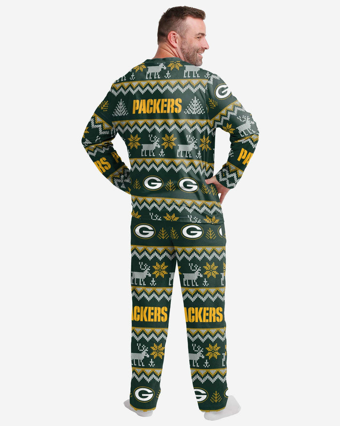 Green Bay Packers Mens Ugly Pattern Family Holiday Pajamas FOCO - FOCO.com
