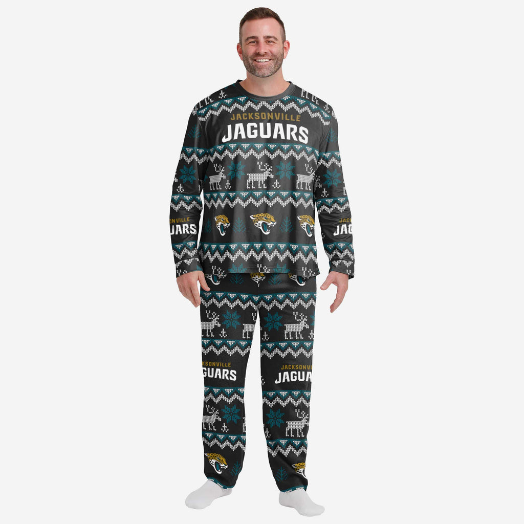 Jacksonville Jaguars Mens Ugly Pattern Family Holiday Pajamas FOCO S - FOCO.com