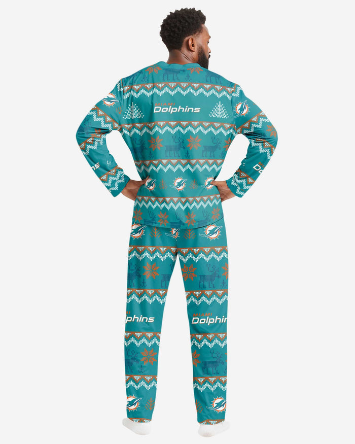 Miami Dolphins Mens Ugly Pattern Family Holiday Pajamas FOCO - FOCO.com