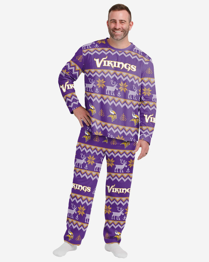 Minnesota Vikings Mens Ugly Pattern Family Holiday Pajamas FOCO S - FOCO.com