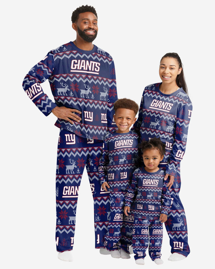 New York Giants Mens Ugly Pattern Family Holiday Pajamas FOCO - FOCO.com