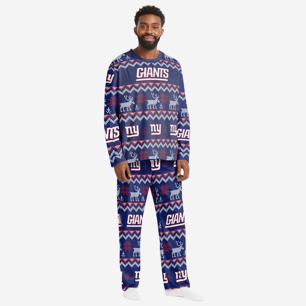 New York Giants Mens Ugly Pattern Family Holiday Pajamas FOCO S - FOCO.com