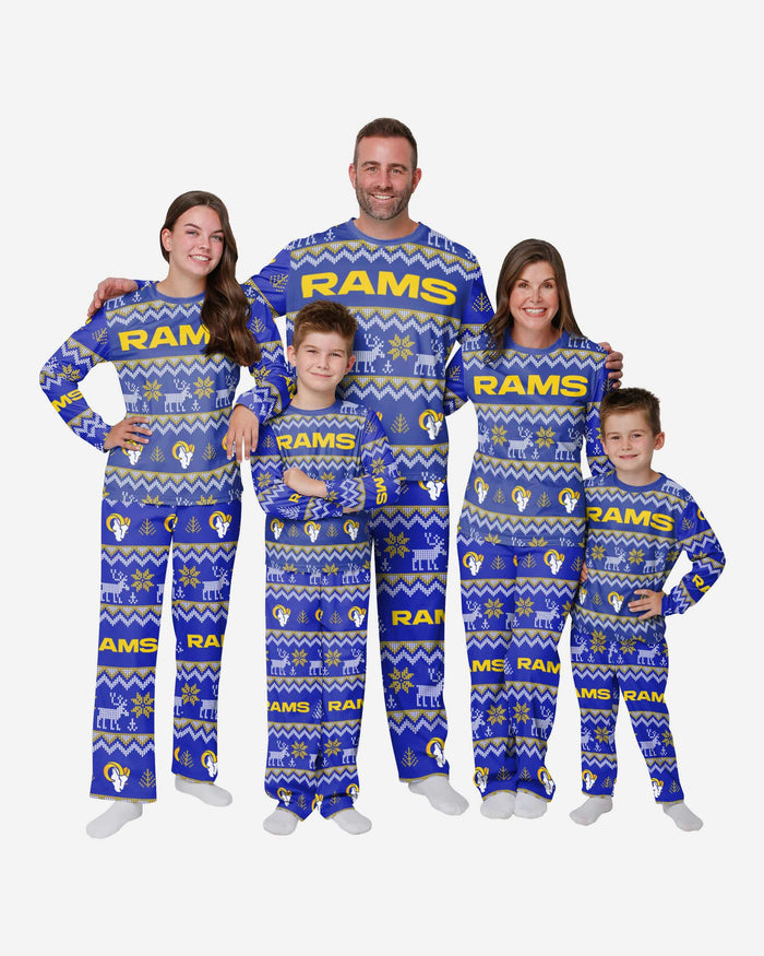 Los Angeles Rams Mens Ugly Pattern Family Holiday Pajamas FOCO - FOCO.com