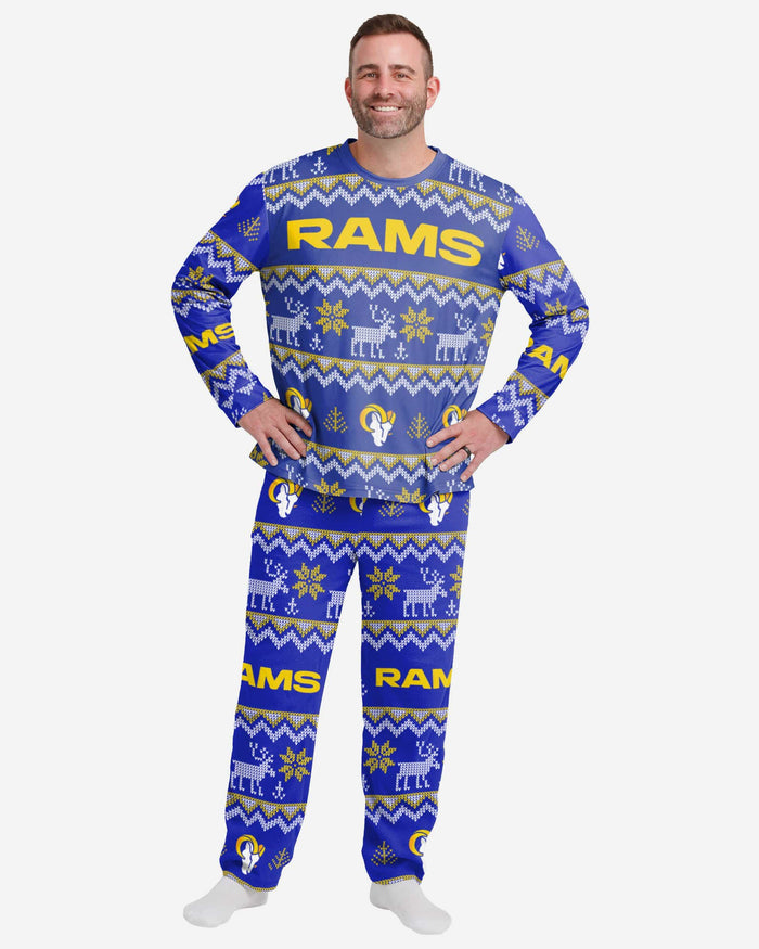 Los Angeles Rams Mens Ugly Pattern Family Holiday Pajamas FOCO S - FOCO.com