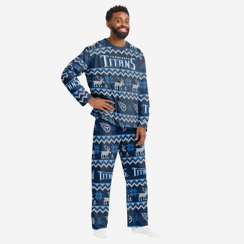 Tennessee Titans Mens Ugly Pattern Family Holiday Pajamas FOCO S - FOCO.com