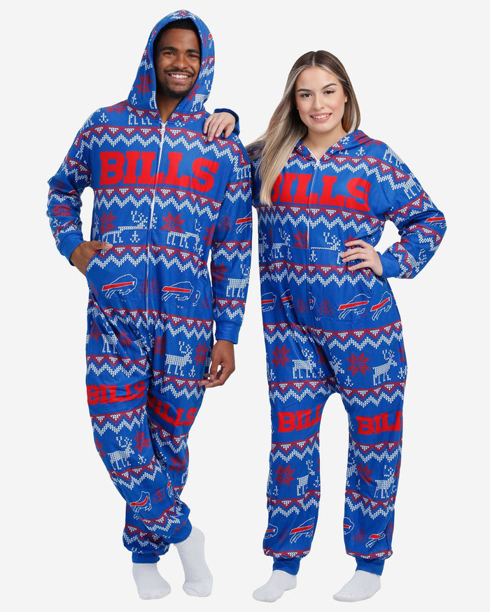 Buffalo Bills Ugly Pattern One Piece Pajamas FOCO - FOCO.com