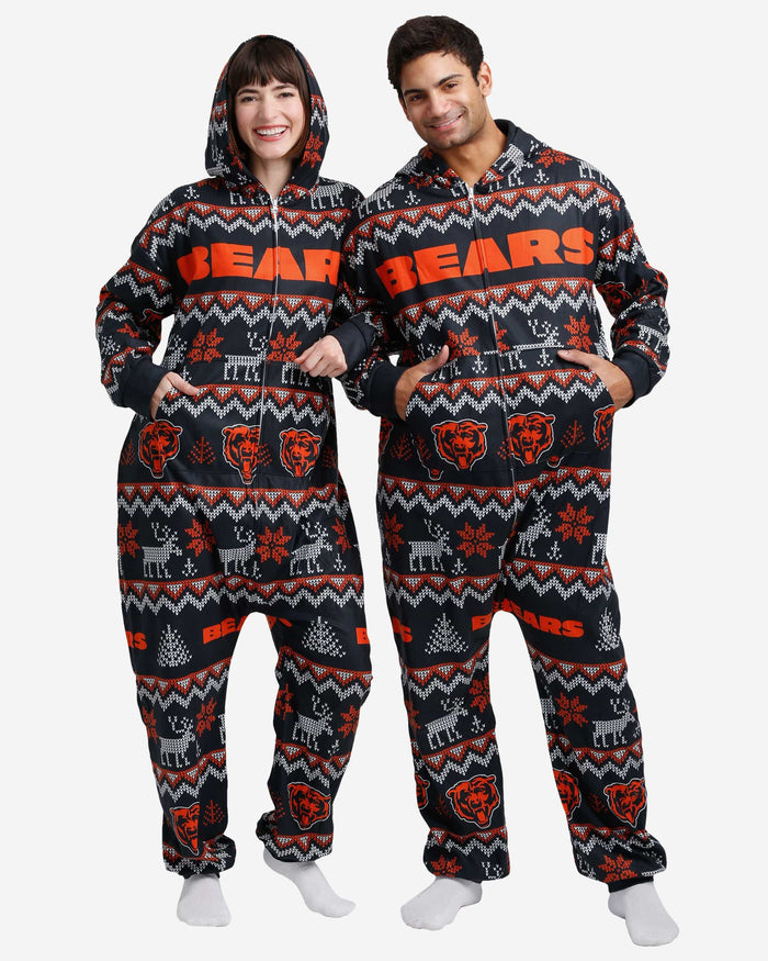 Chicago Bears Ugly Pattern One Piece Pajamas FOCO - FOCO.com