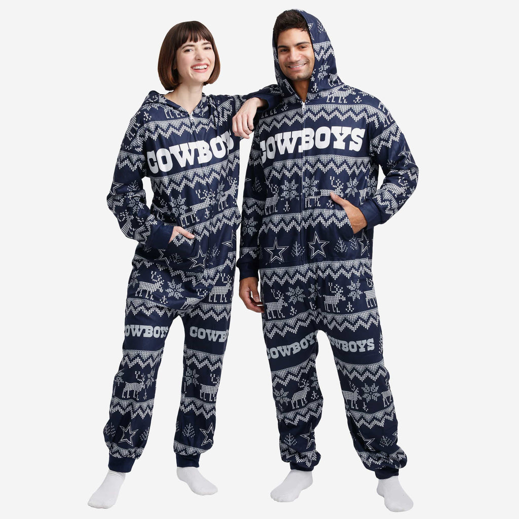 Dallas Cowboys Ugly Pattern One Piece Pajamas FOCO - FOCO.com