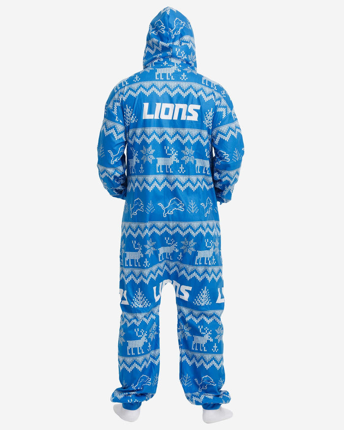 Detroit Lions Ugly Pattern One Piece Pajamas FOCO - FOCO.com