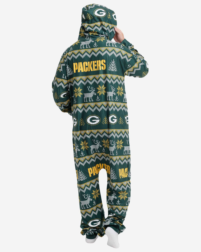 Green Bay Packers Ugly Pattern One Piece Pajamas FOCO - FOCO.com