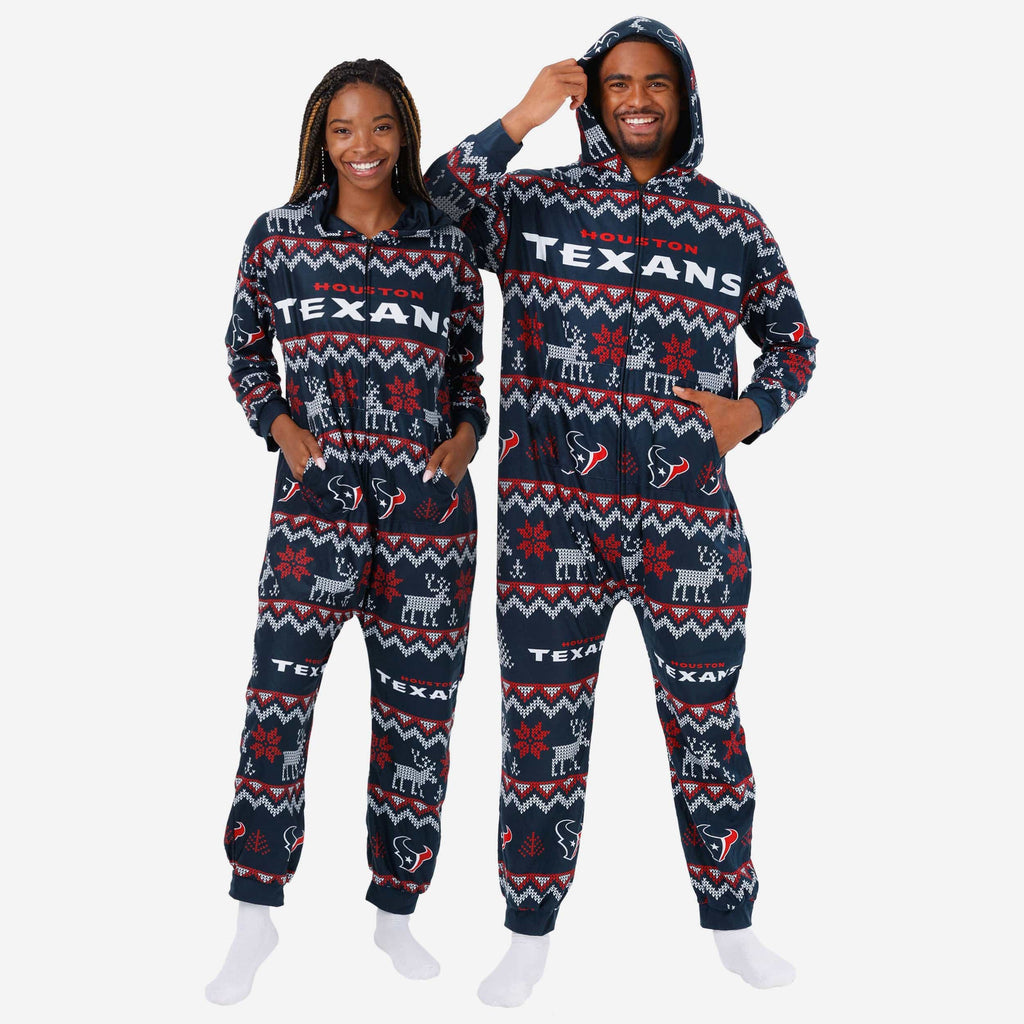 Houston Texans Ugly Pattern One Piece Pajamas FOCO S - FOCO.com