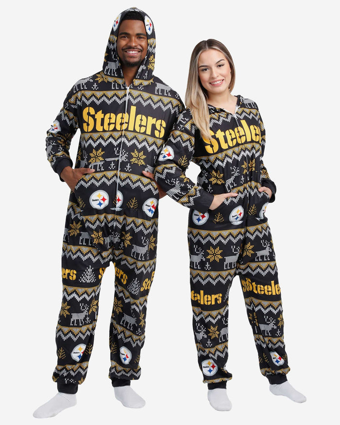 Pittsburgh Steelers Ugly Pattern One Piece Pajamas FOCO - FOCO.com