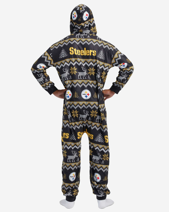Pittsburgh Steelers Ugly Pattern One Piece Pajamas FOCO - FOCO.com