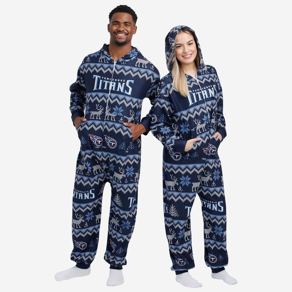 Tennessee Titans Ugly Pattern One Piece Pajamas FOCO - FOCO.com