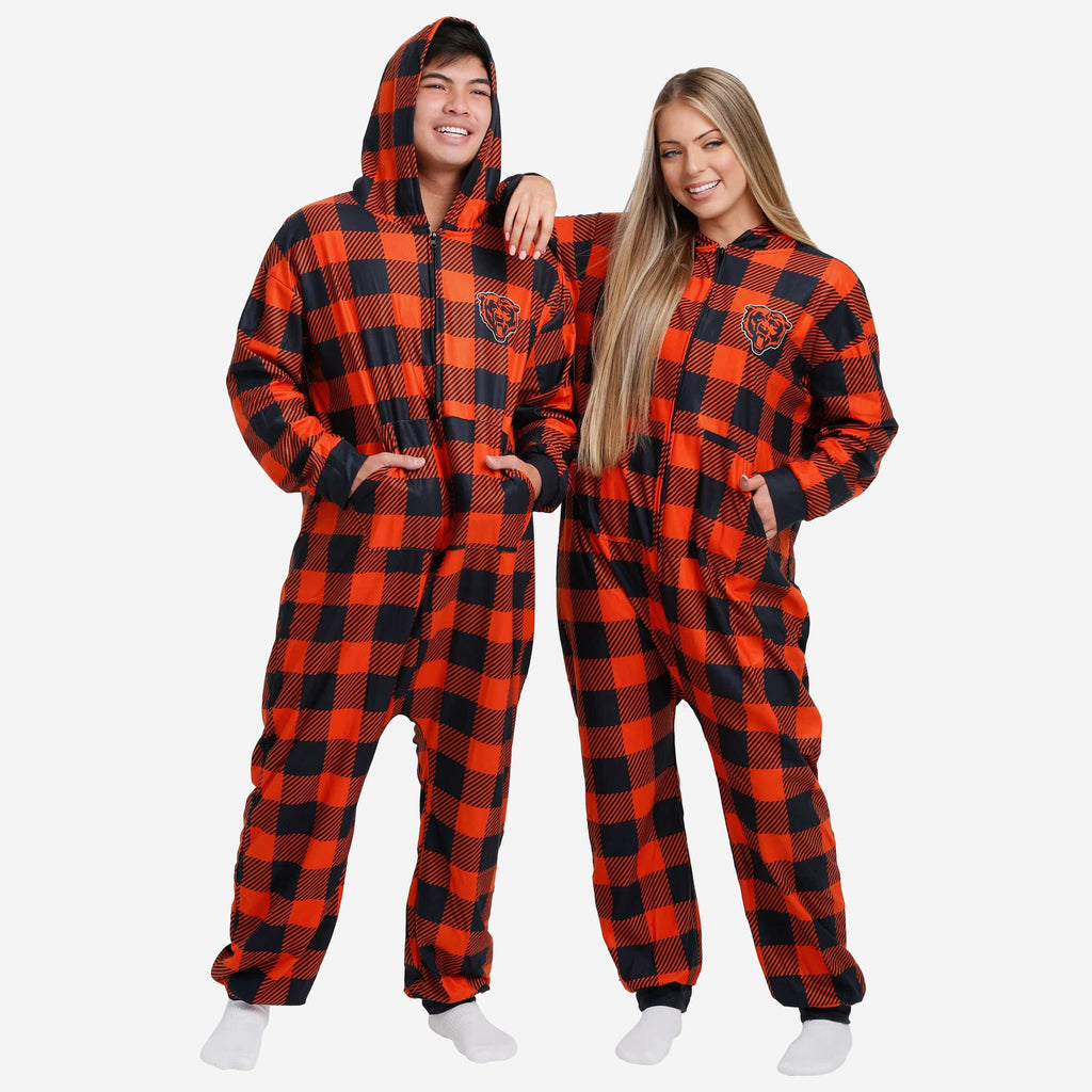 Chicago Bears Plaid One Piece Pajamas FOCO S - FOCO.com