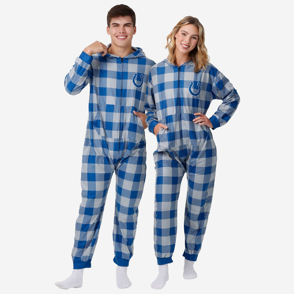 Indianapolis Colts Plaid One Piece Pajamas FOCO S - FOCO.com