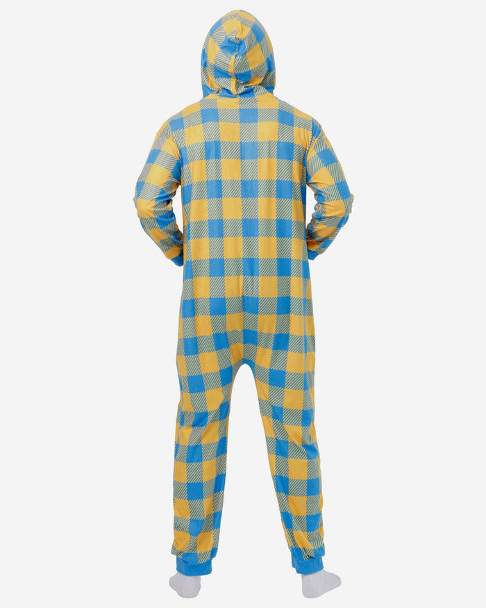 Los Angeles Chargers Plaid One Piece Pajamas FOCO - FOCO.com